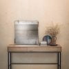 51461 Whitebird Desk-2 push open drawers & 20672 Clear Frameless Wall Mirror Mesa WHITEBIRD