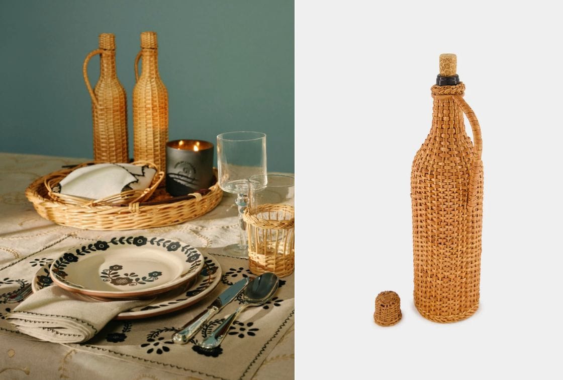 Jarra de vidrio de mimbre natural Camacha