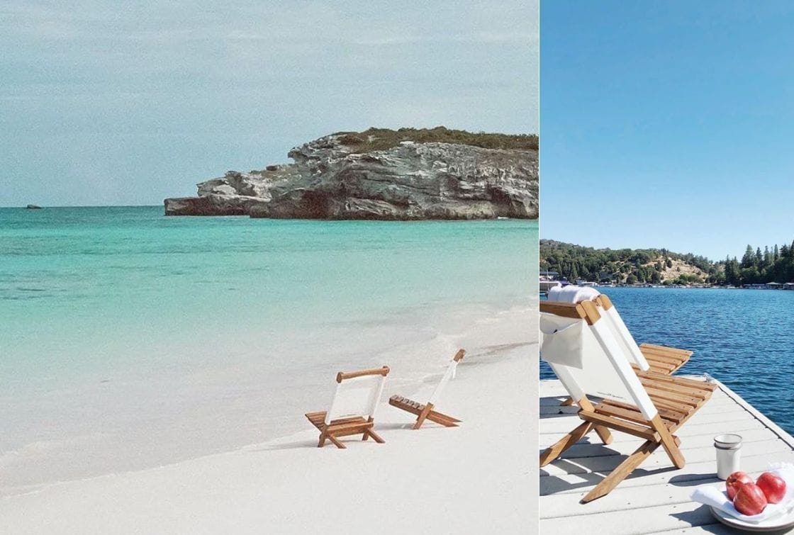 Silla plegable de madera y tela PLAYA